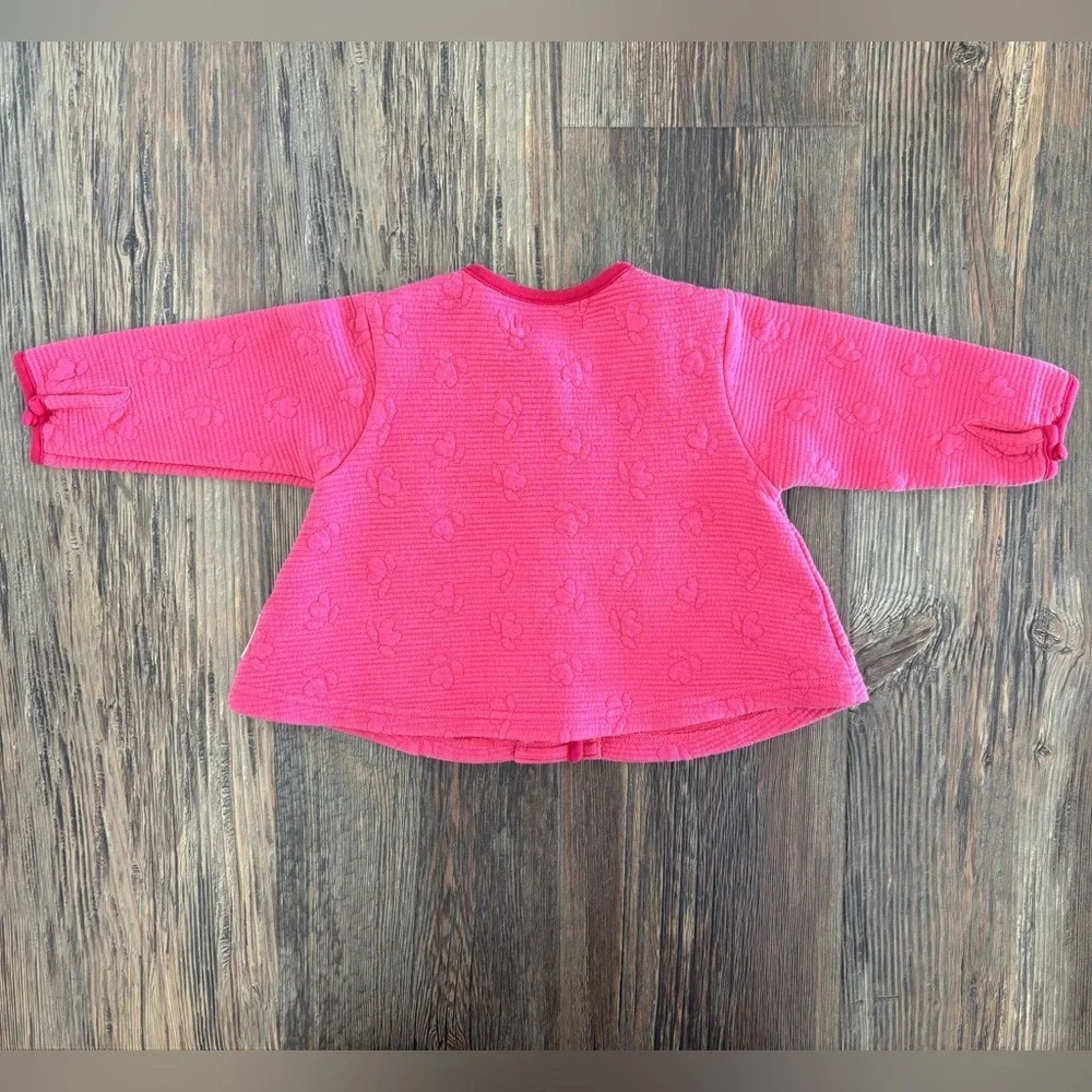 Gymboree Rainbow Tag Pink Cardigan Sweater Girls X-Small Heart Flowers Vtg